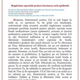 RUGĂCIUNE SPECIALĂ PENTRU ÎNCETAREA NOII EPIDEMII